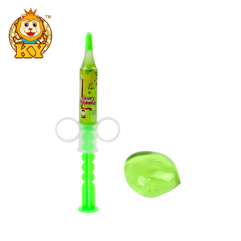 Wholesale custom delicious syringe shape toys squeeze sour jam fruity liquid jelly jam candy