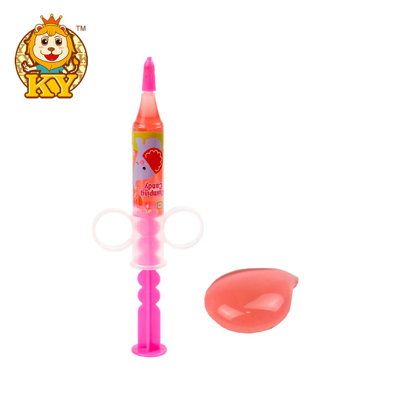 Wholesale custom delicious syringe shape toys squeeze sour jam fruity liquid jelly jam candy