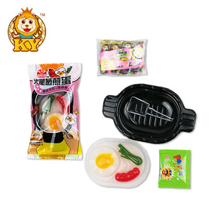 Hot selling candy mixed fruit flavor fried eggs shape soft gummy  jelly  pudding candy sweets  candy toys for kids