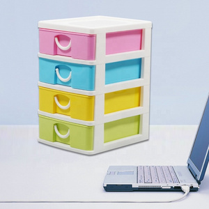 4 Layer Stackable Desktop Office Organizer Box Plastic Storage Cabinet Small Drawer