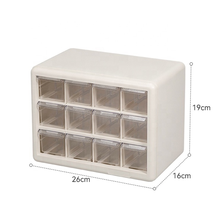 Wholesale Office Desktop Stackable 12 Girds Makeup Mini Plastic Storage Drawer Organizer