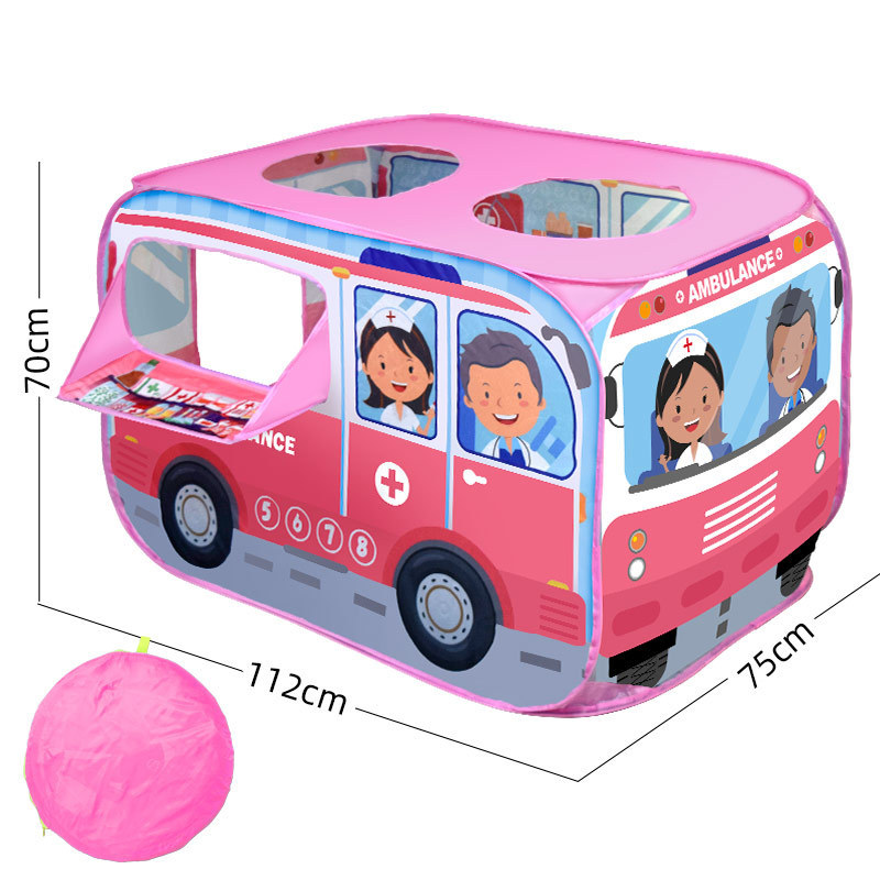 Outdoor foldable kids playhouse big bus toy tent play game pop-up police children car tent house toy