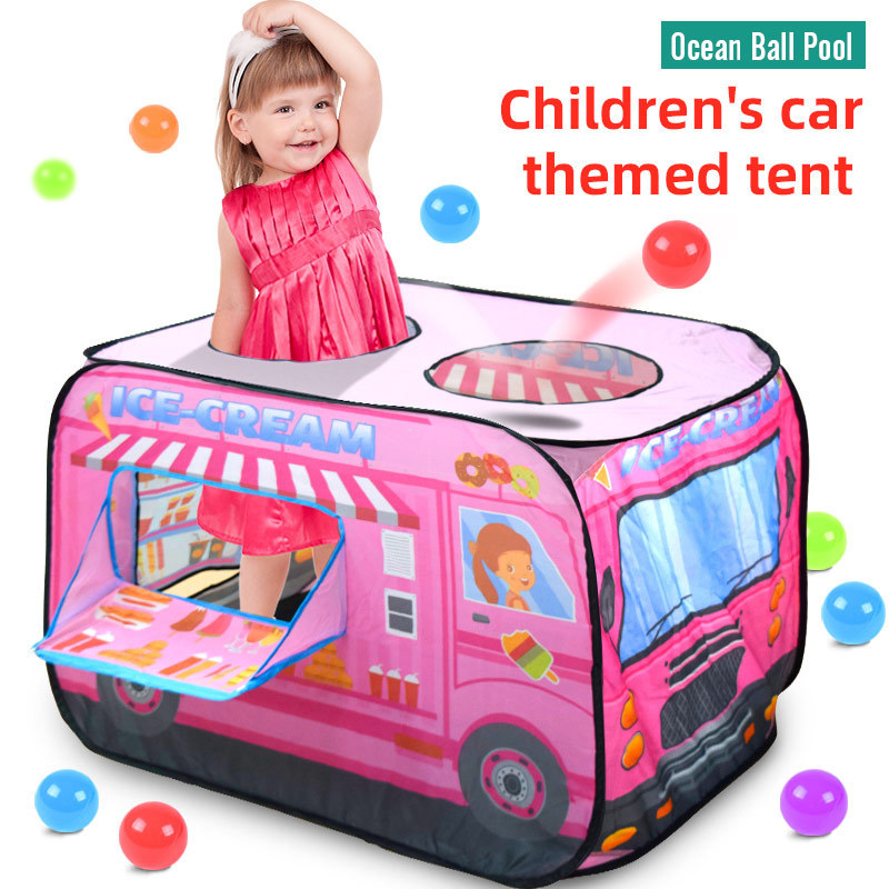 Outdoor foldable kids playhouse big bus toy tent play game pop-up police children car tent house toy