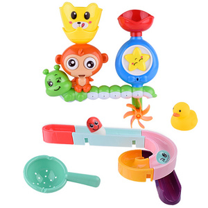 16+ PCS Kids Bath Diy Waterfall Bath Wall Toy Pipes Baby Toys Cute Monkey Animals Waterfall Bath Toys