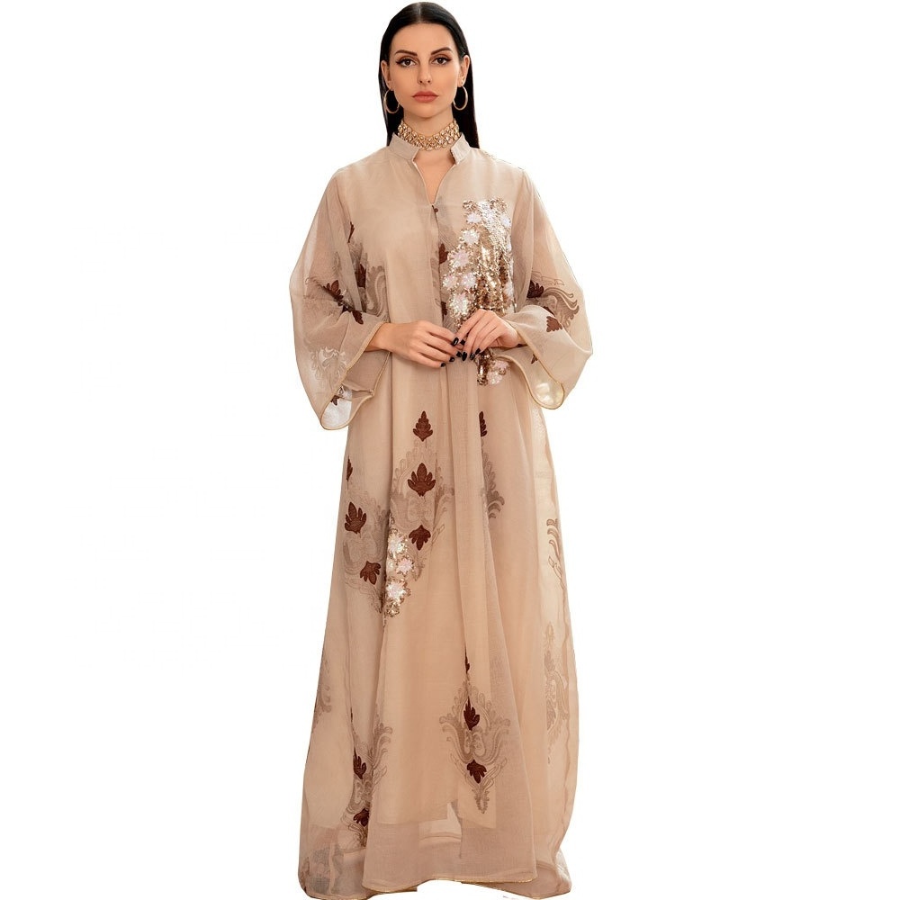 Muslim calico hand embroidered Arab robe Islamic dress for women