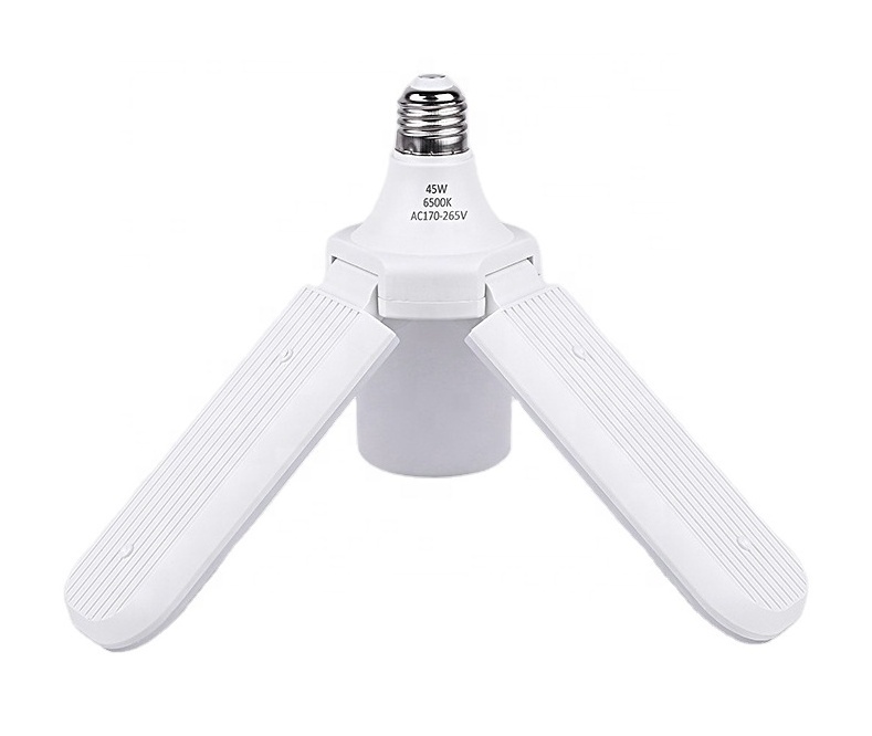 New Design 45W 60W Deformanle Led Fan Bulb E27 Adjustable light Foldable Fan Blade Led Light 360 Degree Energy Saving Led Bulb