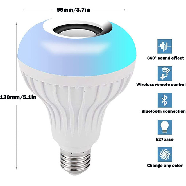 Wireless RGB Smart Music LED Bulbs Speaker 12W E27 Hot Sale Indoor  Remote Control Bulb