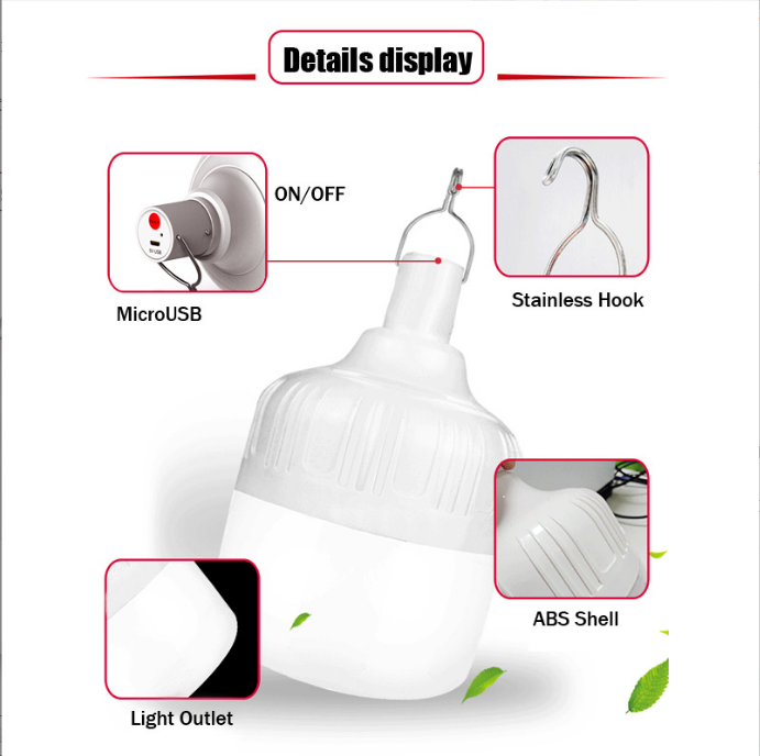 DC5V USB charging LED Rechargeable Bulb for Emergency Lighting