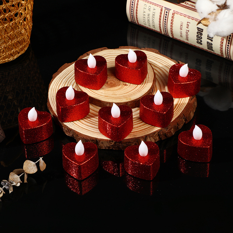 Wholesale Red Heart Wedding Decorative Lights LED Tea Candle Light With Battery For Decoration