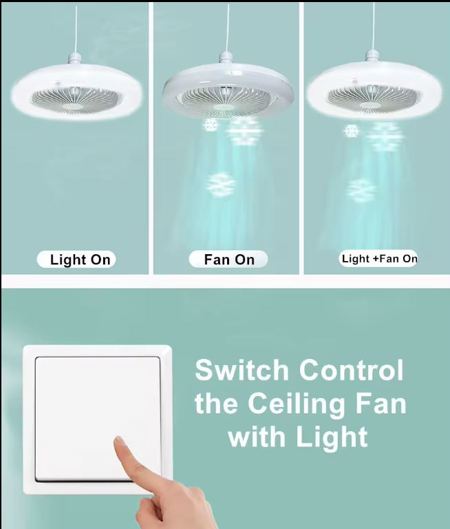 New Modern Simple Silent LED Ceiling Fan Light Bulb With Remote Control Bedroom