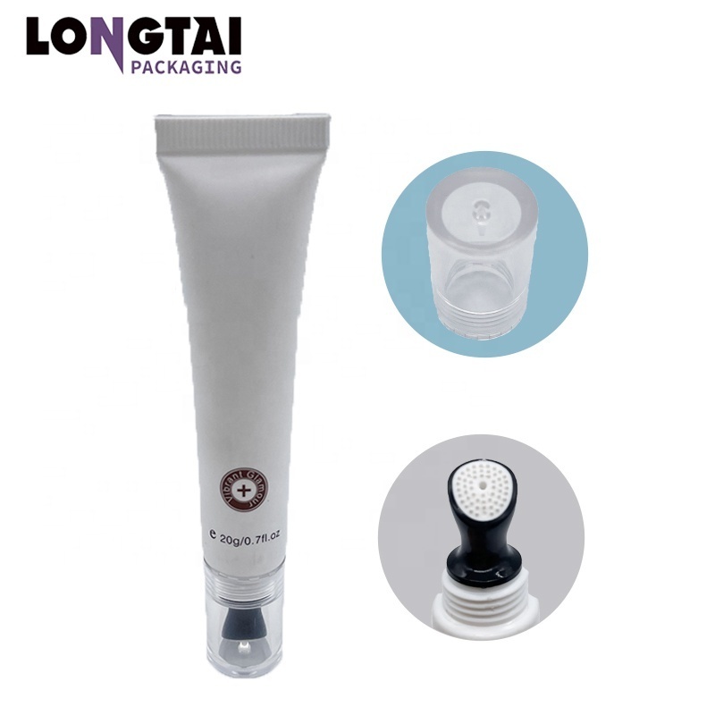 20ml Special Type Massage Applicator Tube Plastic Eye Cream Skin Care Serum Packaging Massage Tube with Slanted Silicone Applica