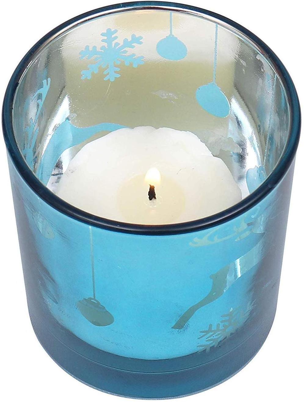 Christmas Gift Mercury Glass candleholders Tealight Cup Blue Glass Votive Candle Holders