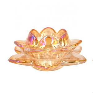 colored votive glass tealight candleholders crystal lotus flower candle holder wholesale