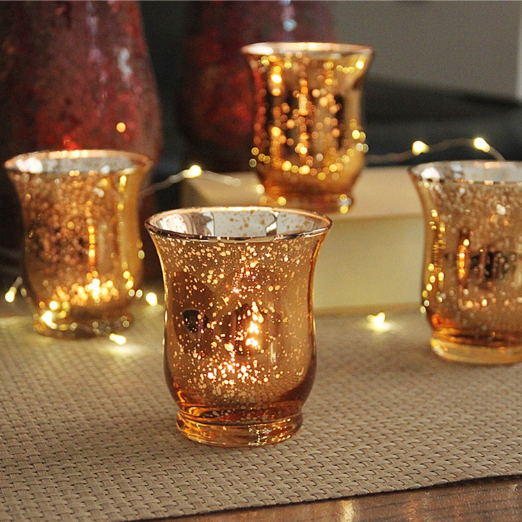 colored tealight candle holder glass mercury gold votive glass candleholders