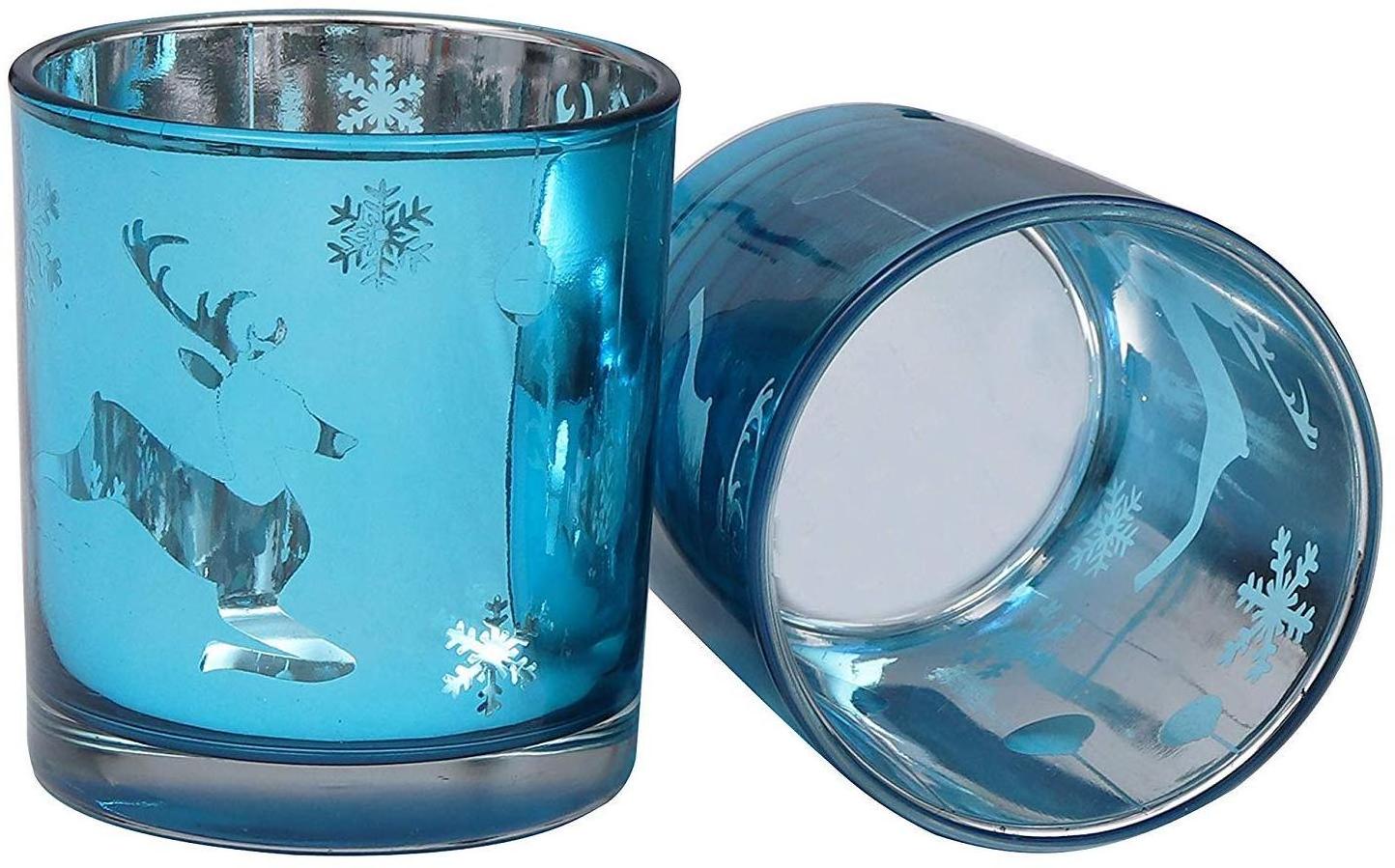 Christmas Gift Mercury Glass candleholders Tealight Cup Blue Glass Votive Candle Holders