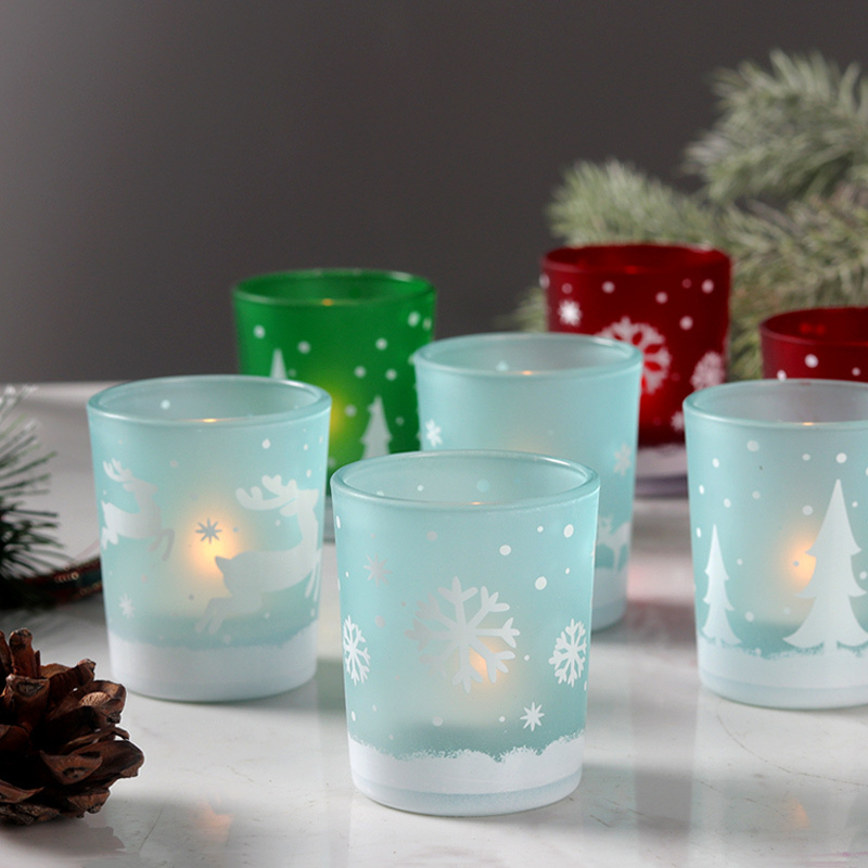 christmas votive glass candleholders custom colored tealight glass candle holder