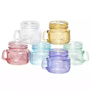 Colorful clear shot glass 6 piece set drinking mini mason jar