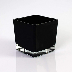 colored glass votive candleholders 8cm square black tealight glass candle holder