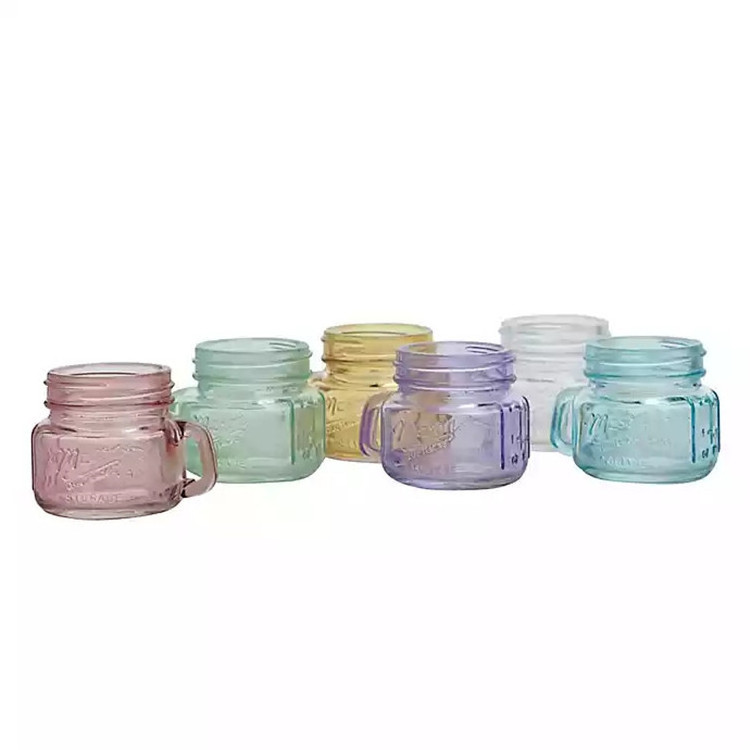 Colorful clear shot glass 6 piece set drinking mini mason jar