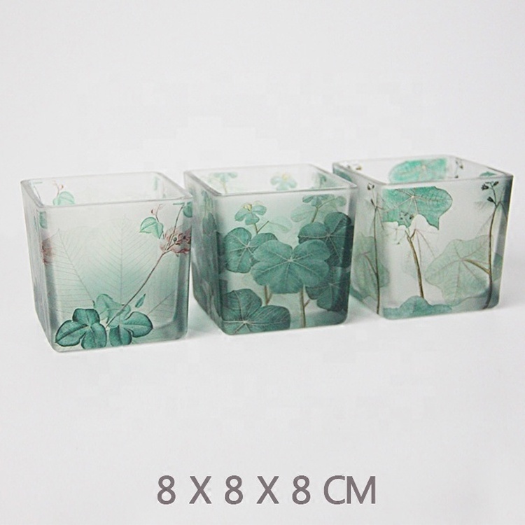 frosted glass votive candle holders 8cm square glass candle holder tealight