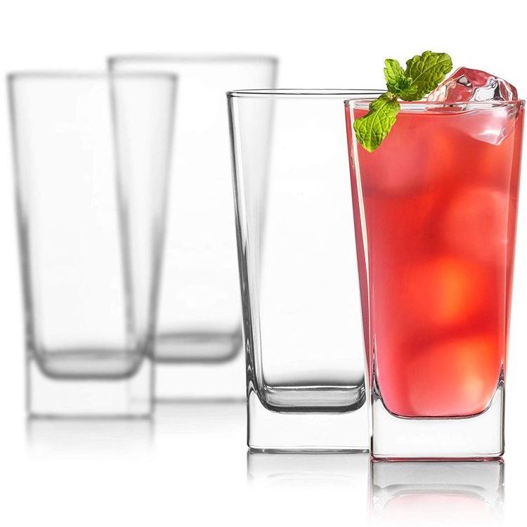 highball beverage glass tumbler cups 300ml custom square drinking glasses