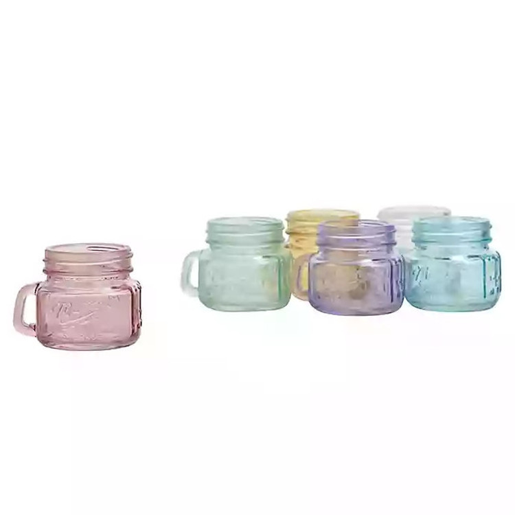 Colorful clear shot glass 6 piece set drinking mini mason jar