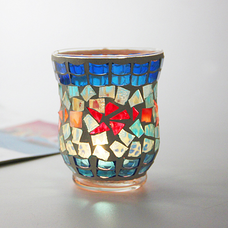 wholesale cracked glass votive candleholder handmade glass candle holder for tealight