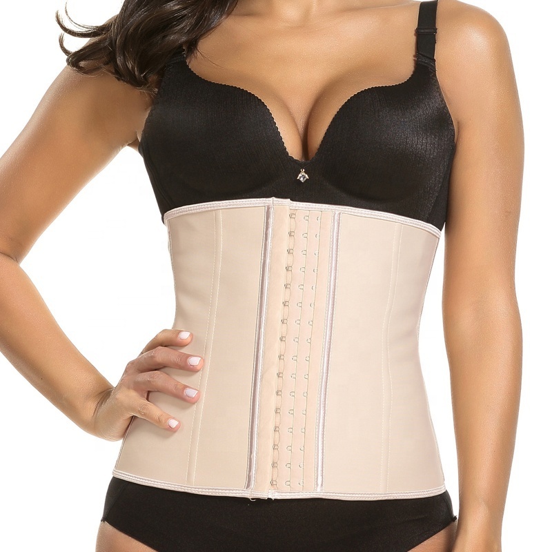 3002 Wholesale Corset Body Shaper Fajas 3 Hook Girdle Waist Cincher Adjustable Belt 9 Steel Bone Latex Waist Trainer For Women