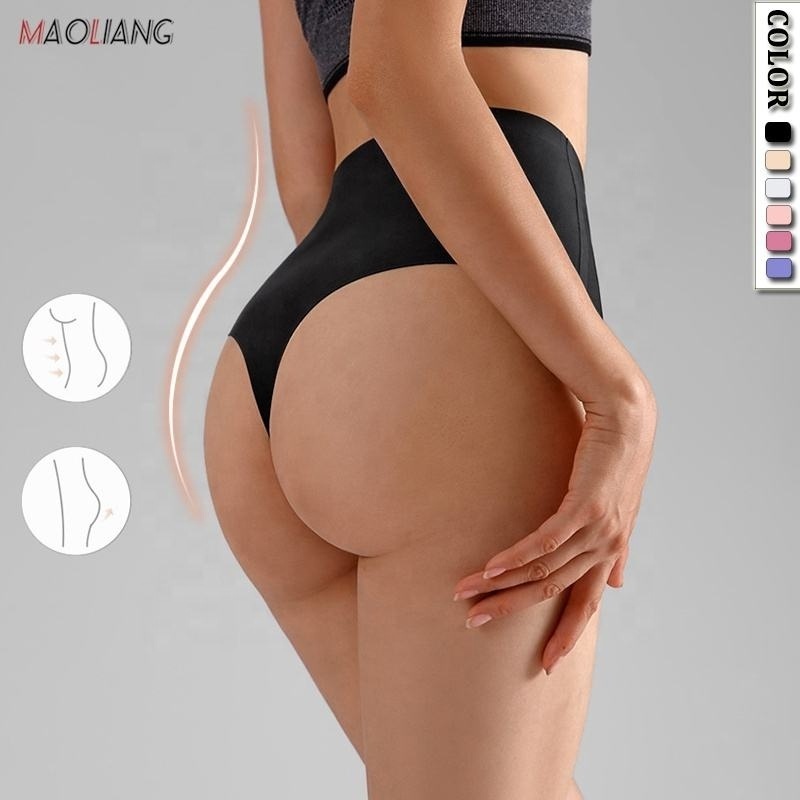 40532 Plus Size Women Thongs Sexy Underwear Ice Silk Panty Ladies High Waist Panties Seamless Thong and G String