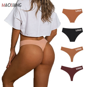 40417 Women Traceless Ice Silk Tangas Low Waist G String Thong Briefs One Piece Satin Pants Seamless Ladies Underwear Panties