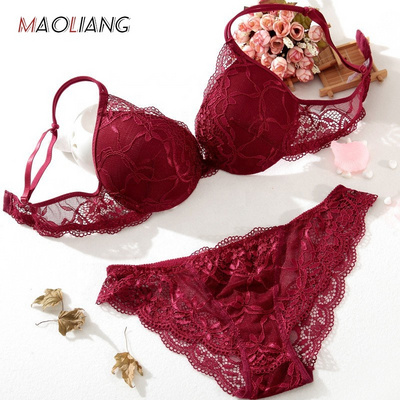 4059 Wholesale Women Lace Transparent Push Up Bra & Brief Sets Ladies Briefs Lingerie Underwear Bra And Panties Sets For Women