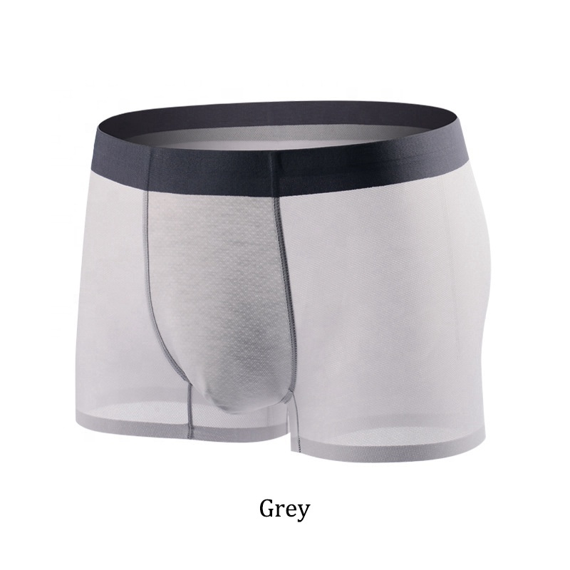 40462 Wholesale Men Plus Size Ice Silk Underwear Mid Waist Breathable Panties Quick Dry Elastic Shorts Seamless Boxer Briefs