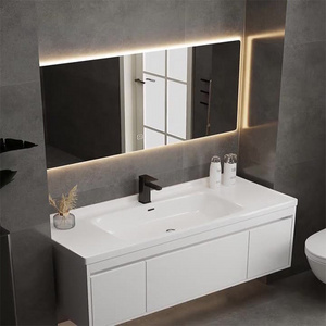 High end light luxury ceramic integrated  good Price  bathroom cabinet combination pvc bathroom vanity cabinet