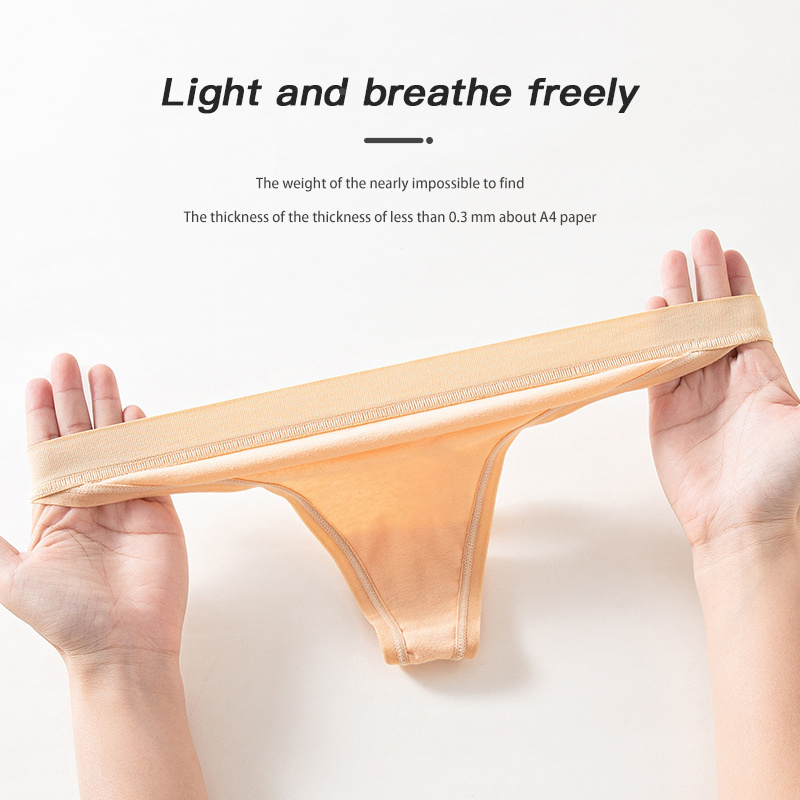 New-arrival In stock Light and breathe freely Solid color Women's thongs for daily  Cotton panties for women thongs