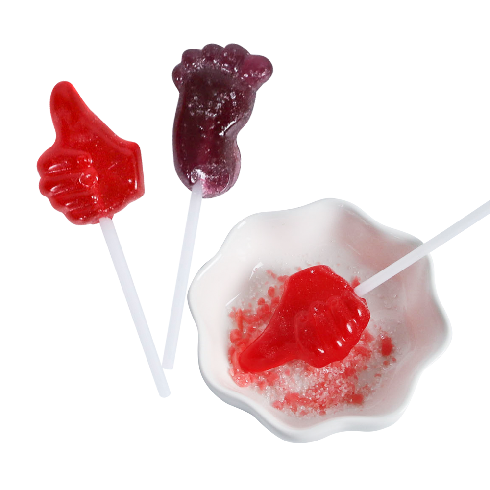 Funny new finger and foot shape lollipop with popping candy