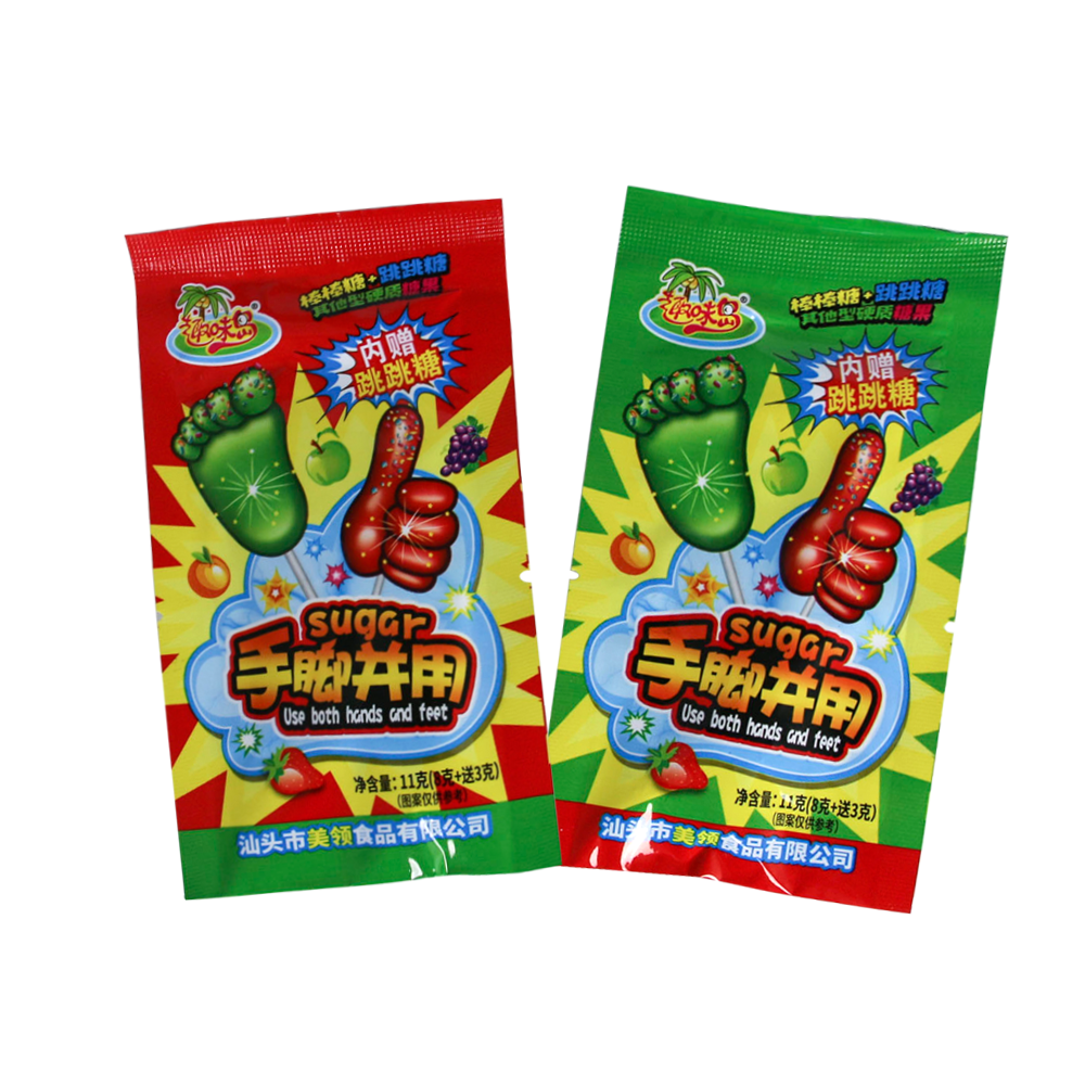 Funny new finger and foot shape lollipop with popping candy