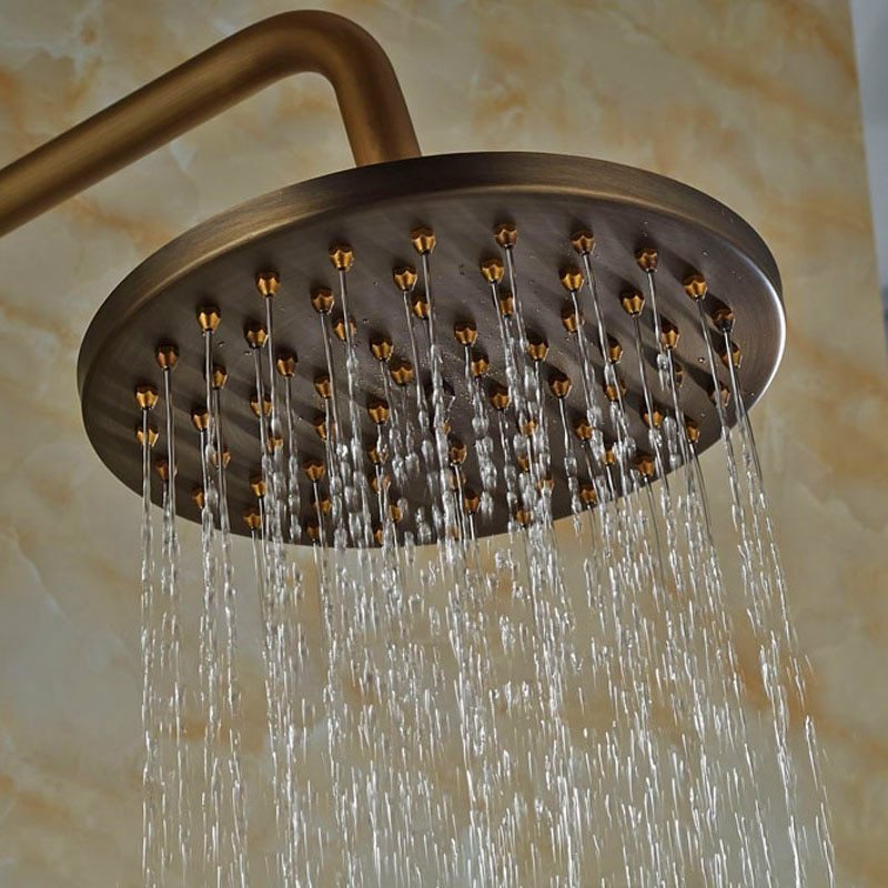 Latest  Wall Mount Bath Shower Faucet with Hand Shower Antique Brass 8