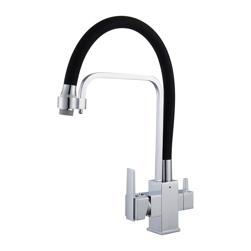 black 3 way brass hot and cold pullout kitchen faucet with flexible spout filter kitchen faucet water purifier