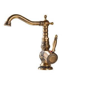 Antique Brass Kitchen Faucet Mixer Tap Single Handle Free Swivel Kitchen Hot And Cold Water Tap Single Hole Single Handle Faucet