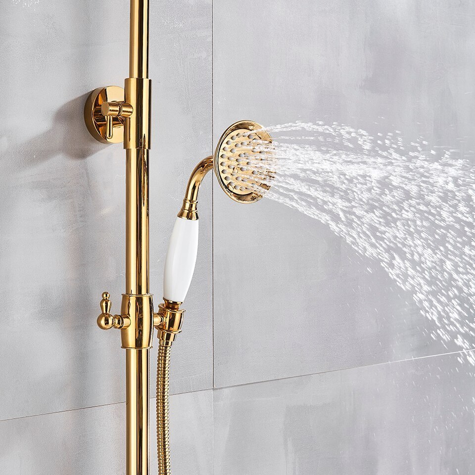 STOCCO Gold Dual Handle Shower Faucet Bath Shower Mixer Tap 8