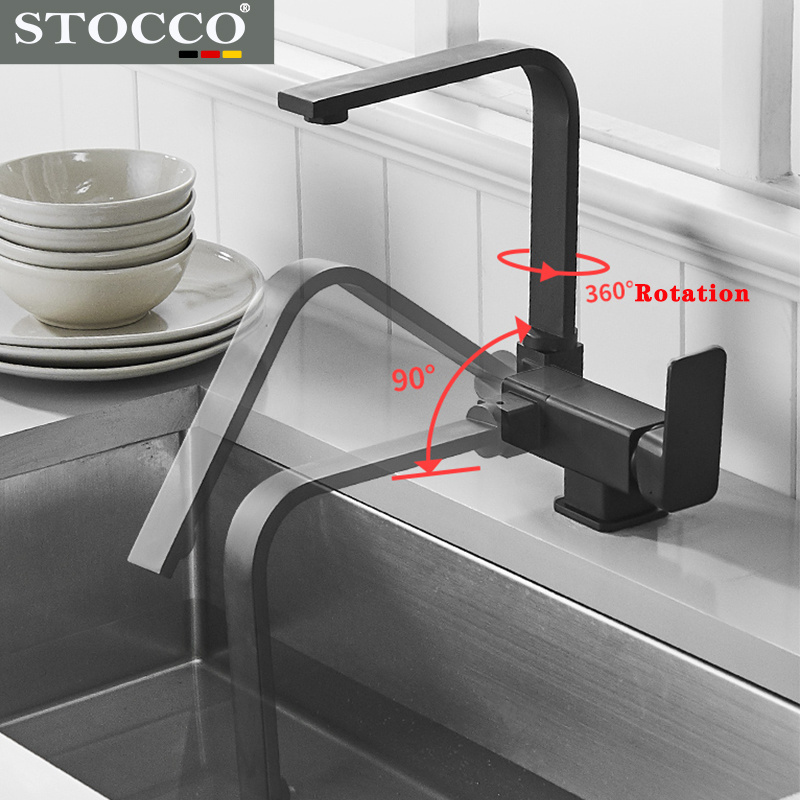 Kitchen Rotating Faucet Folding Down Hot Cold Water filter Inner Window Faucet Black Low Window 3 way Kitchen Mixer Faucet