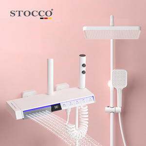 2023 Tiktok Trend Piano Key Thermostatic Rainfall Five Gearss hower faucet Bathroom Digital Display Shower set System