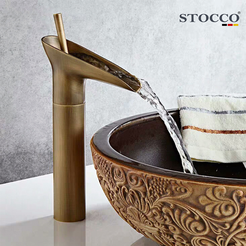 STOCCO high quality Sanitary Single Hole bathroom antique brass faucet