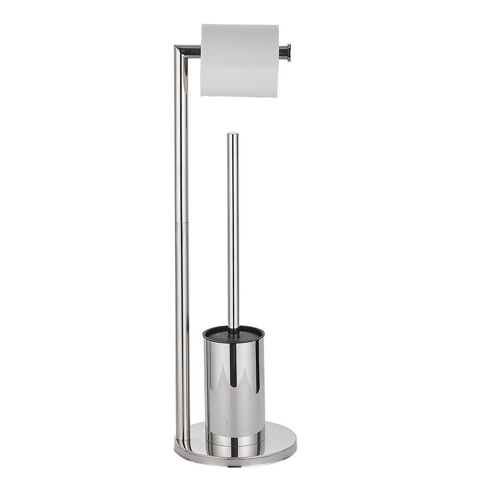 Best hot selling bathroom free standing Stainless Steel Multifunctional 2 In 1 toilet brush and paper holder set