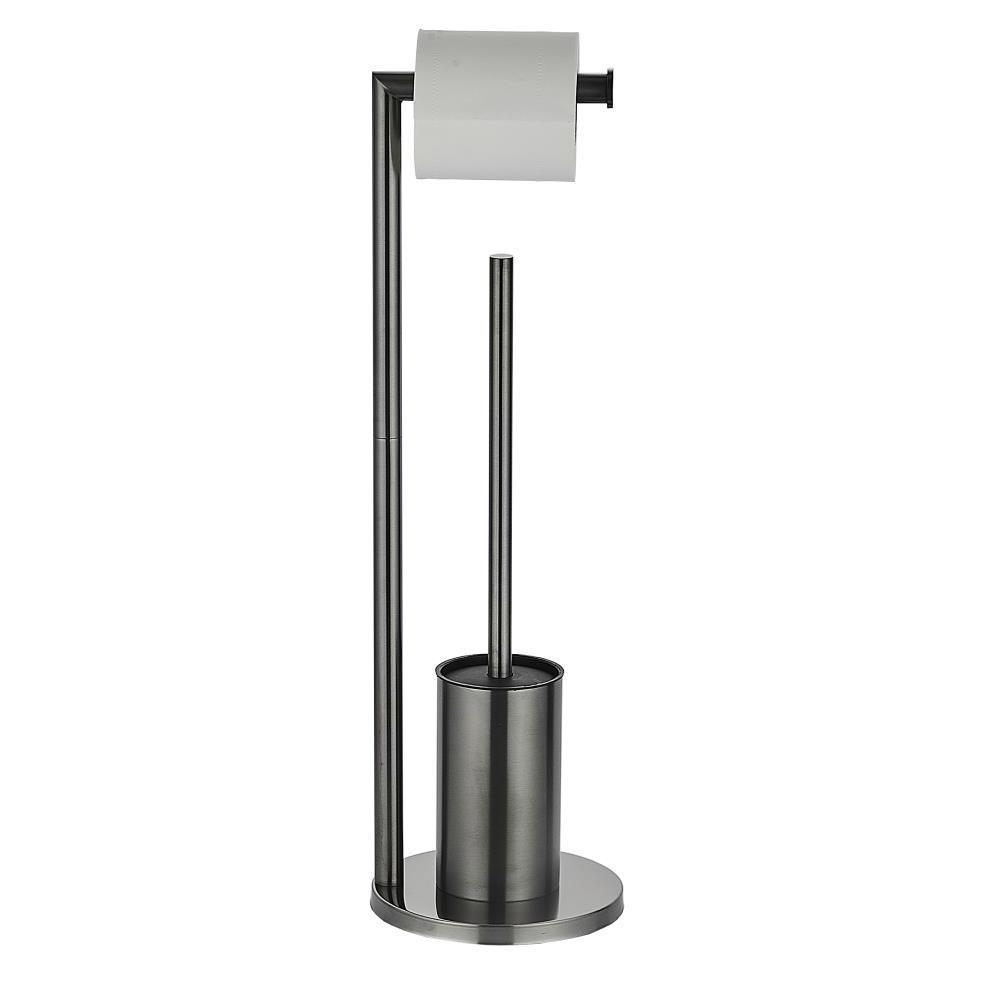 Best hot selling bathroom free standing Stainless Steel Multifunctional 2 In 1 toilet brush and paper holder set