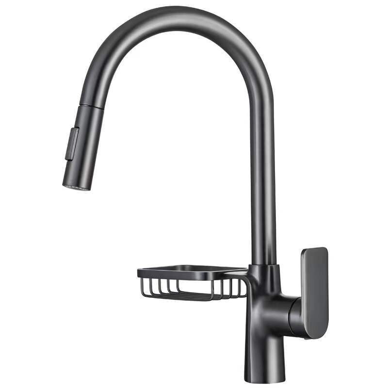 Brushed Gold Kitchen Faucet Pull Out Kitchen Sink Water Tap Single Handle Mixer Tap 360 Rotation Kitchen Shower Faucet