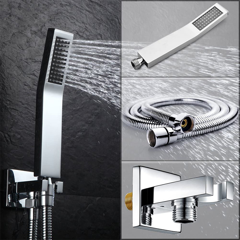 luxury black brass wall mounted hot and cold shower mixer set bathroom concealed shower system set