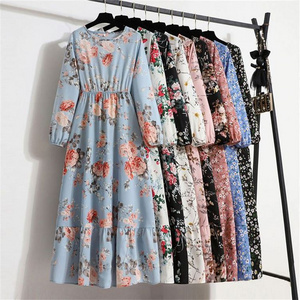 Spring Women Maxi Dresses Casual Full Sleeve Floral Printed O-neck Woman Bohe Beach Party Long Dress Mujer Vestidos Dropshipping