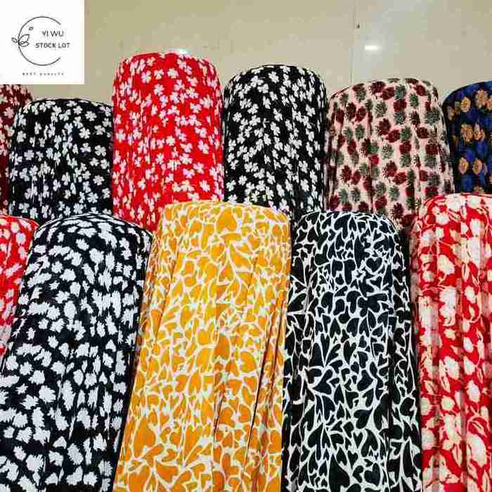 Shaoxing warehouse 100% polyester woven silk chiffon pearl print fabric many designs for garment