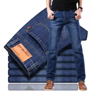 Apparel Stocklot fashion men's jeans dark blue stretch material garment stock lot ready made for sale overrun branded apparel